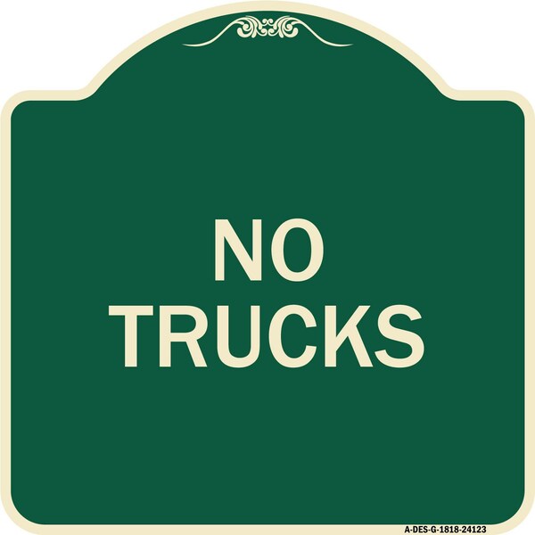Signmission Designer Series Driveway No Trucks, Green & Tan Heavy-Gauge Aluminum Sign, 18" x 18", G-1818-24123 A-DES-G-1818-24123 - main